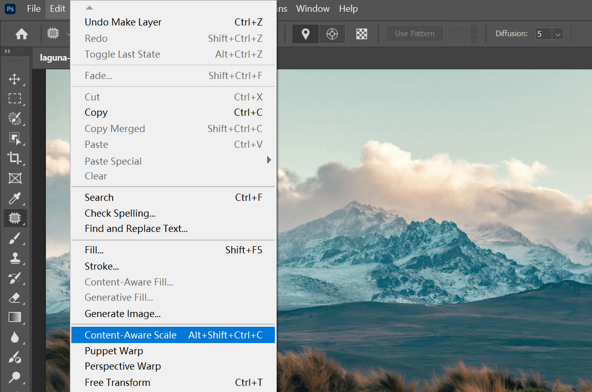 content aware scale in Photoshop