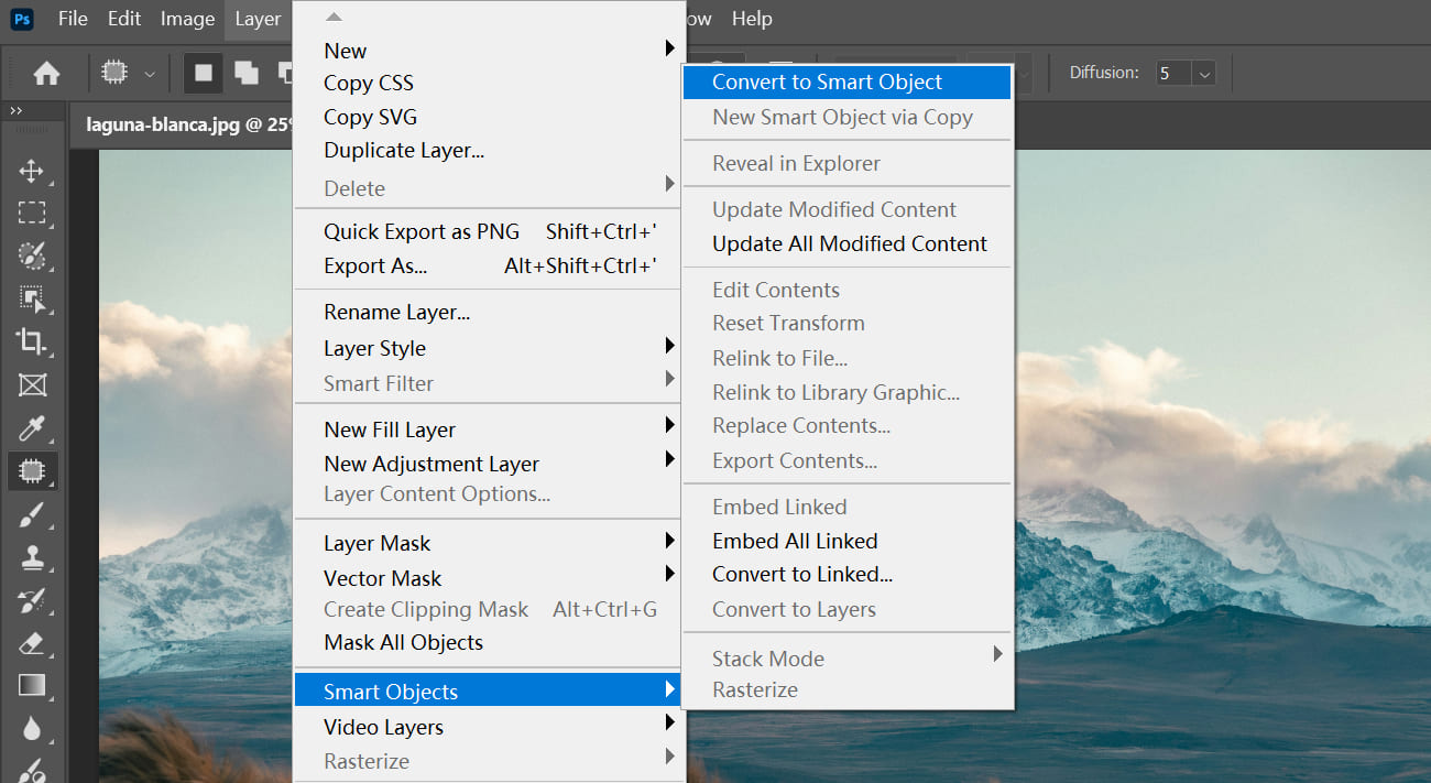 convert to smart object in Photoshop