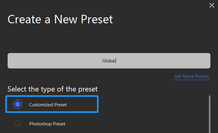 create customize preset TourBox