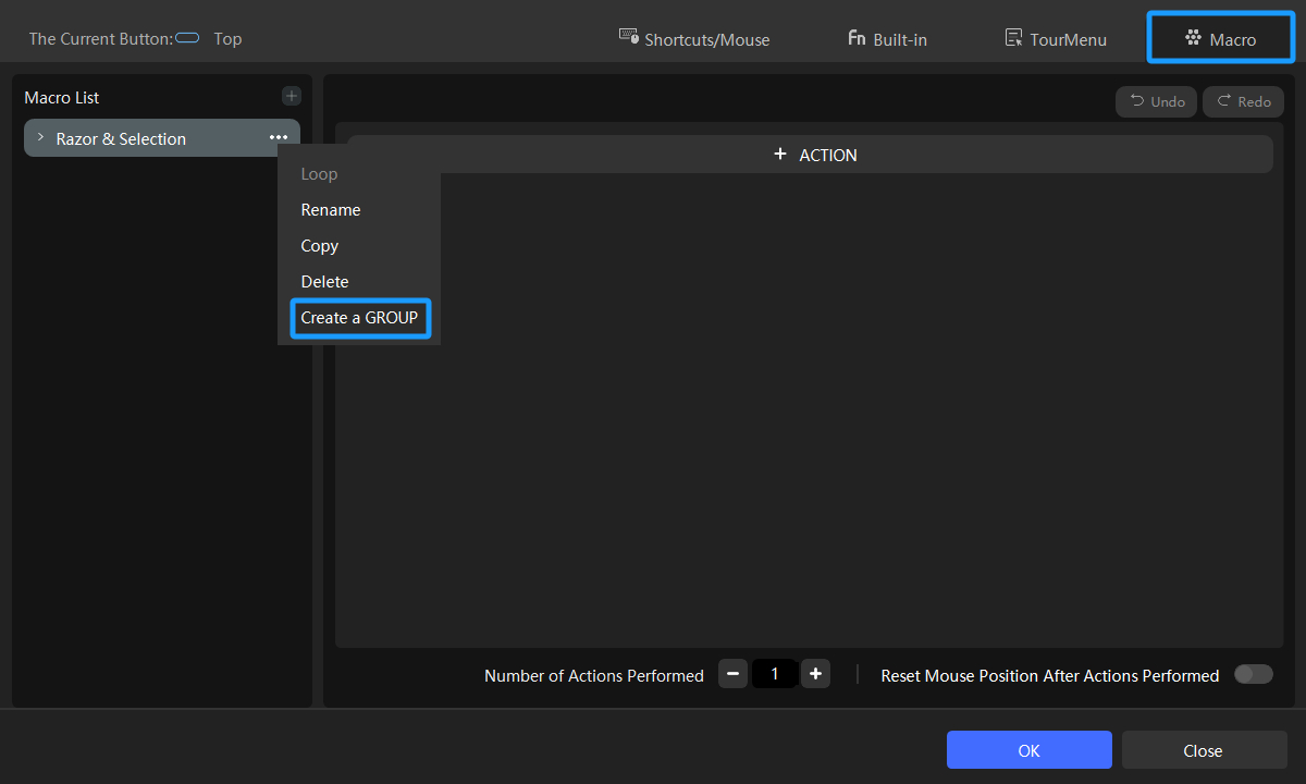 create group in TourBox