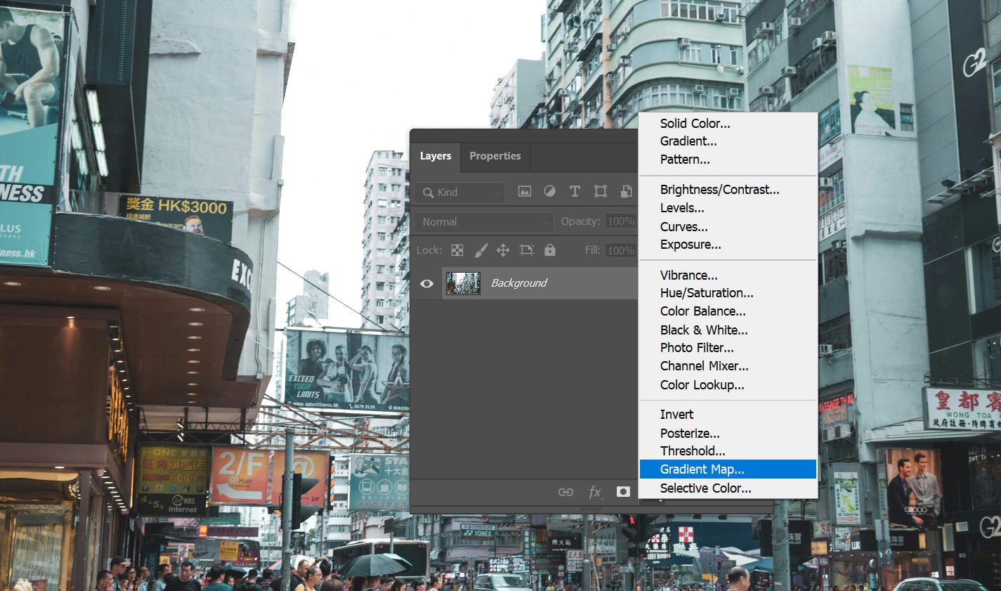 how to add gradient map in photoshop