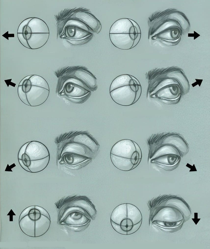 how to draw eyes in perspective