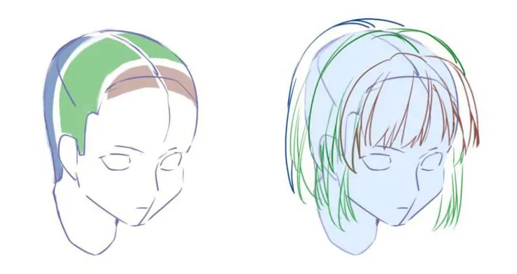how to draw hair structure