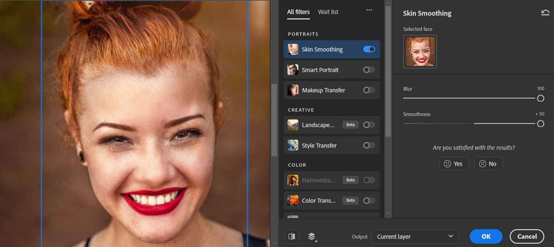 how to use Neural Filters to smooth skin