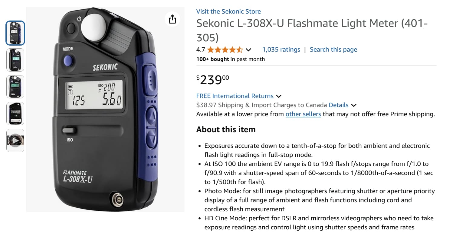 incident light meter price