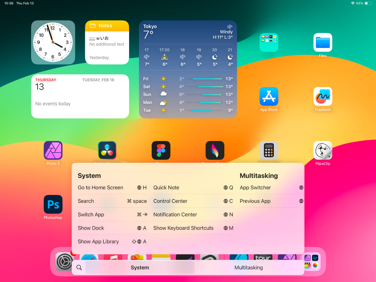 iPad homepage shortcuts