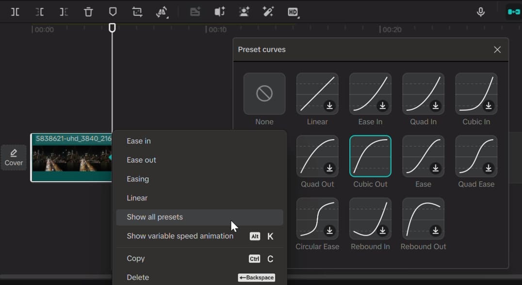 keyframe animation curve