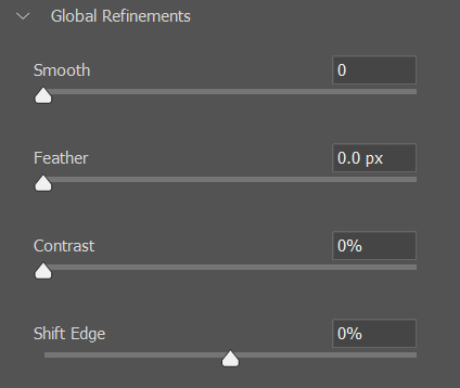Photoshop select and mask sliders