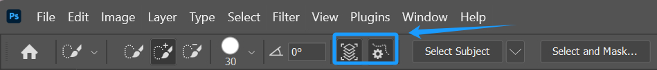 photoshop quick selection tool setting