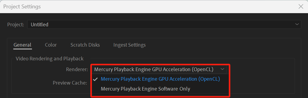 Premiere Pro rendering setting