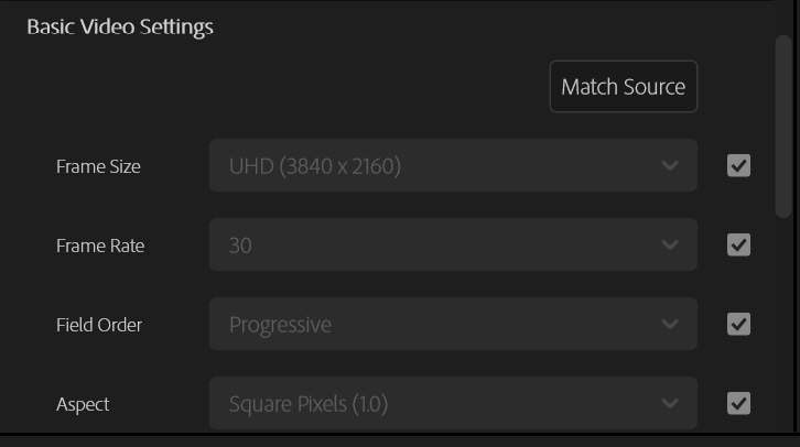 Premiere Pro video export settings