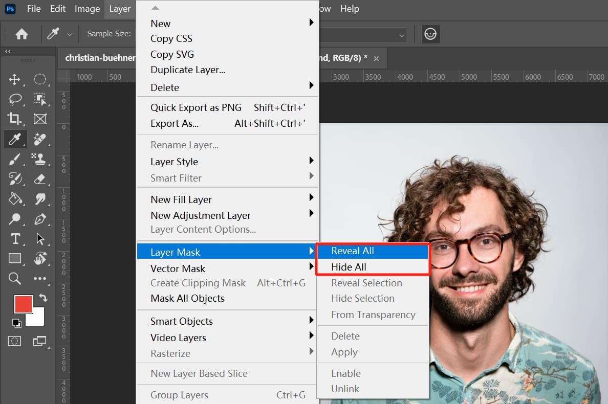 show and hide layer mask Photoshop
