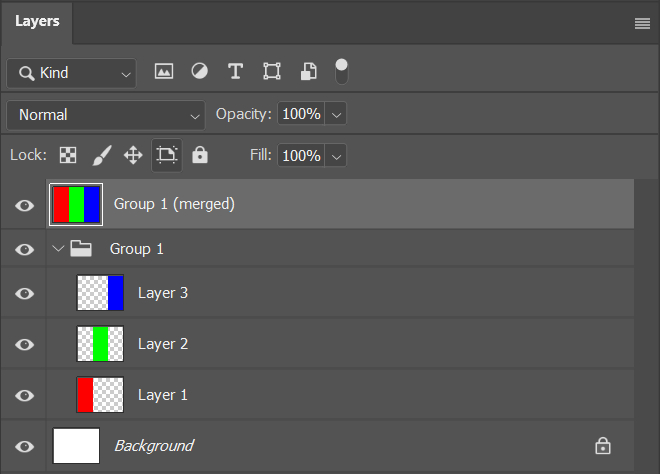 stamp a layer group in Photoshop
