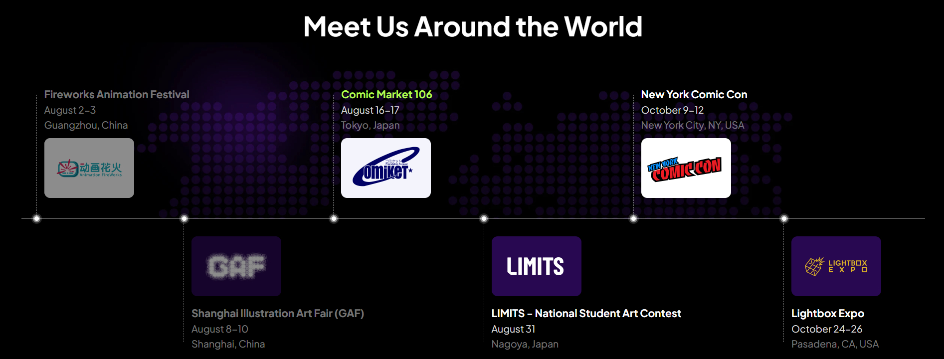 TourBox world tour event schedule