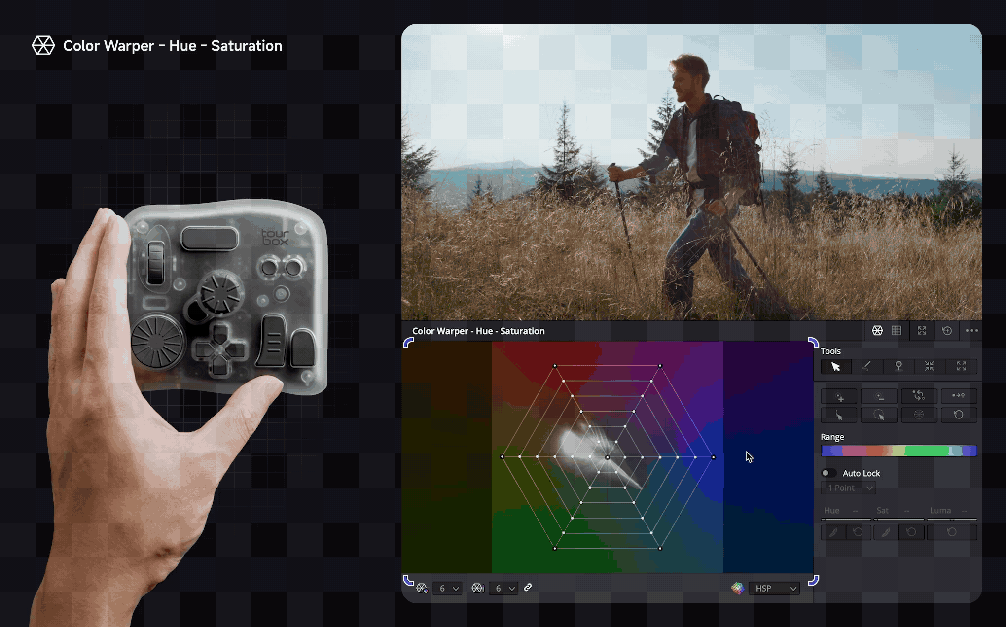 TourBox hoveradjust for color warper