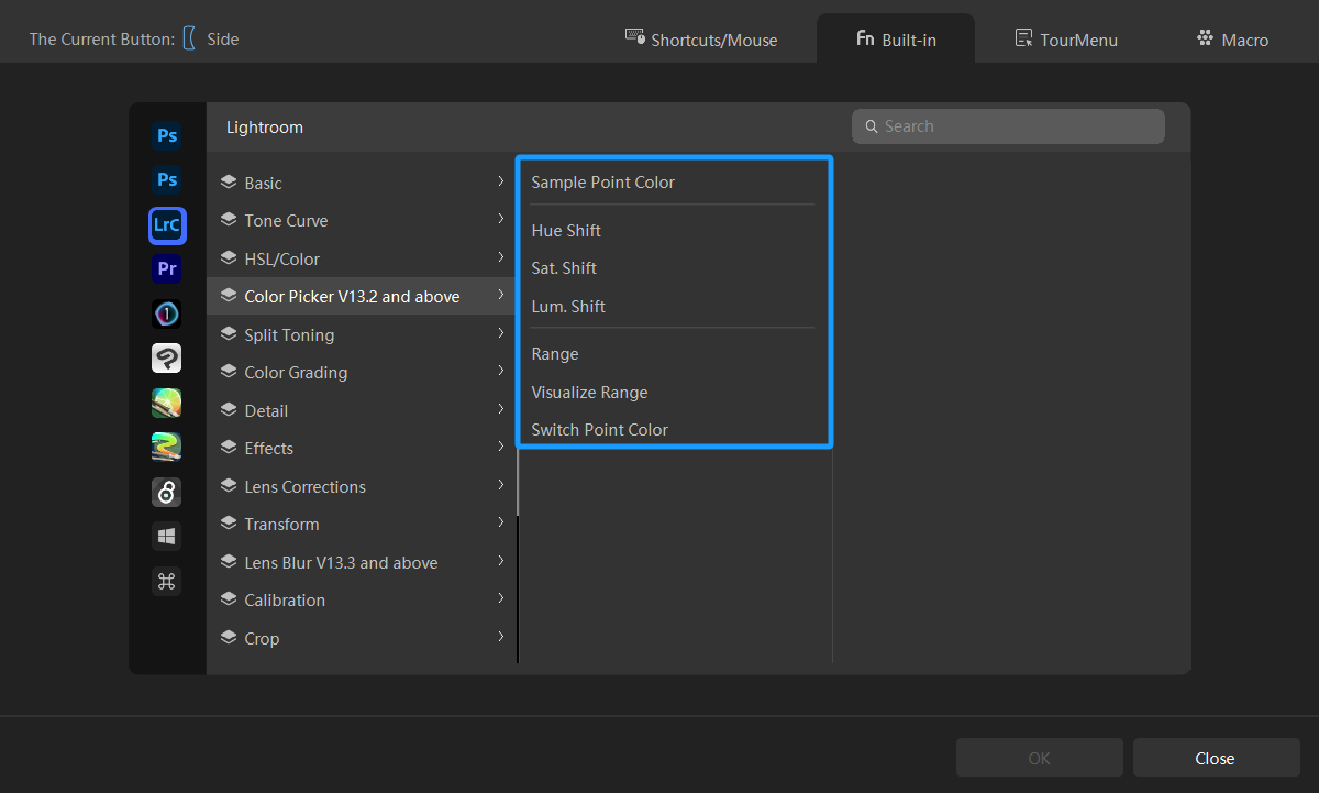 tourbox lightroom color picker
