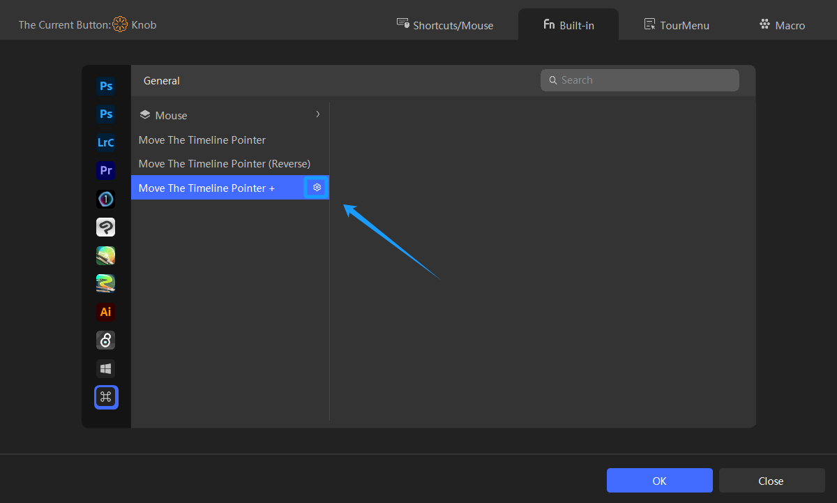TourBox move timeline built in