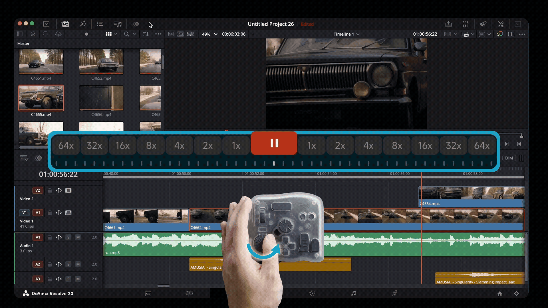 TourBox shuttle playback reverse stop