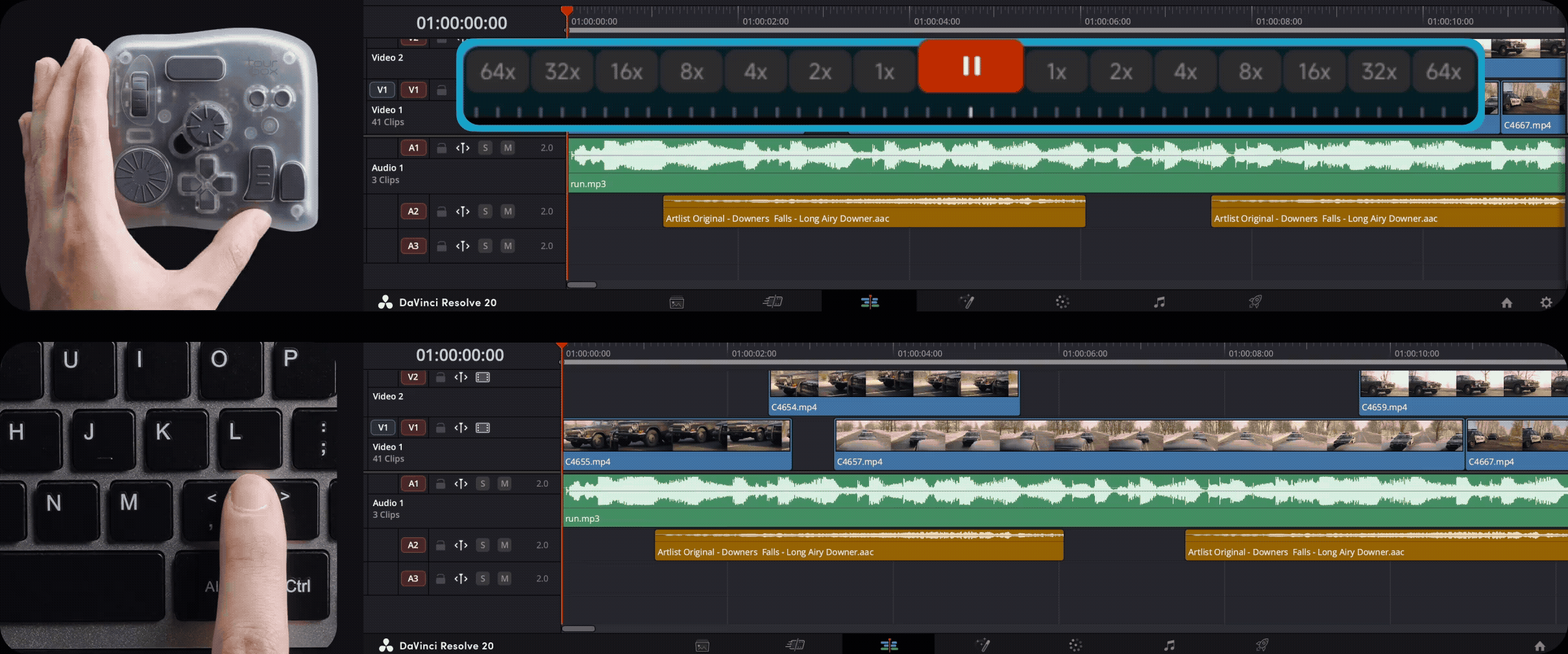 TourBox shuttle playback vs keyboard