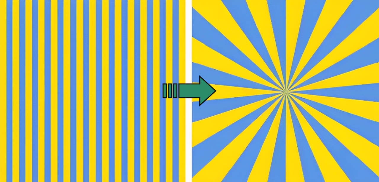 vertical line to polar coordinates