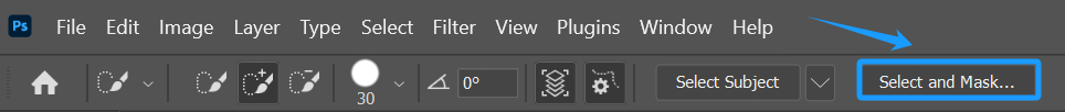 where is select and mask in Photoshop