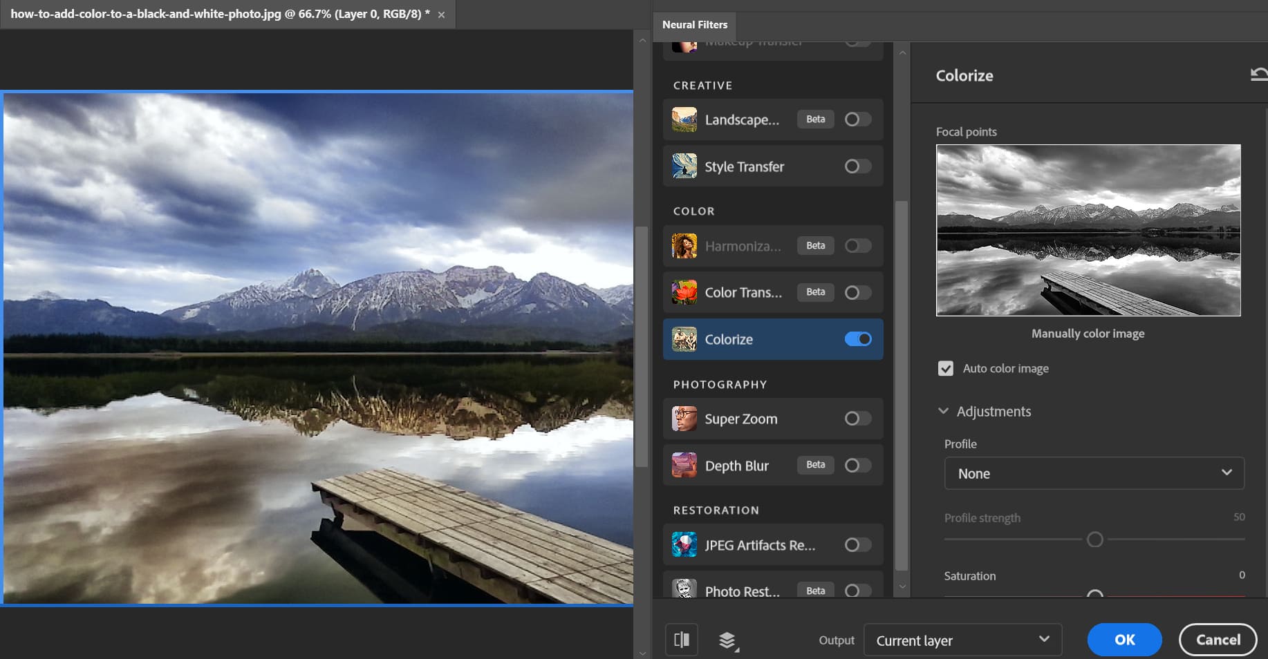 How to Colorize Black and White Photos Using Photoshop Neural Filters