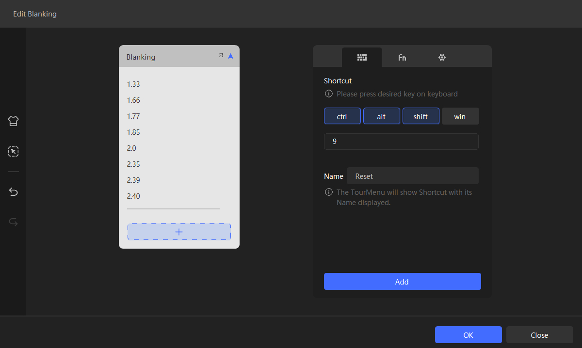 how to set DaVinci Resolve blanking in TourBox